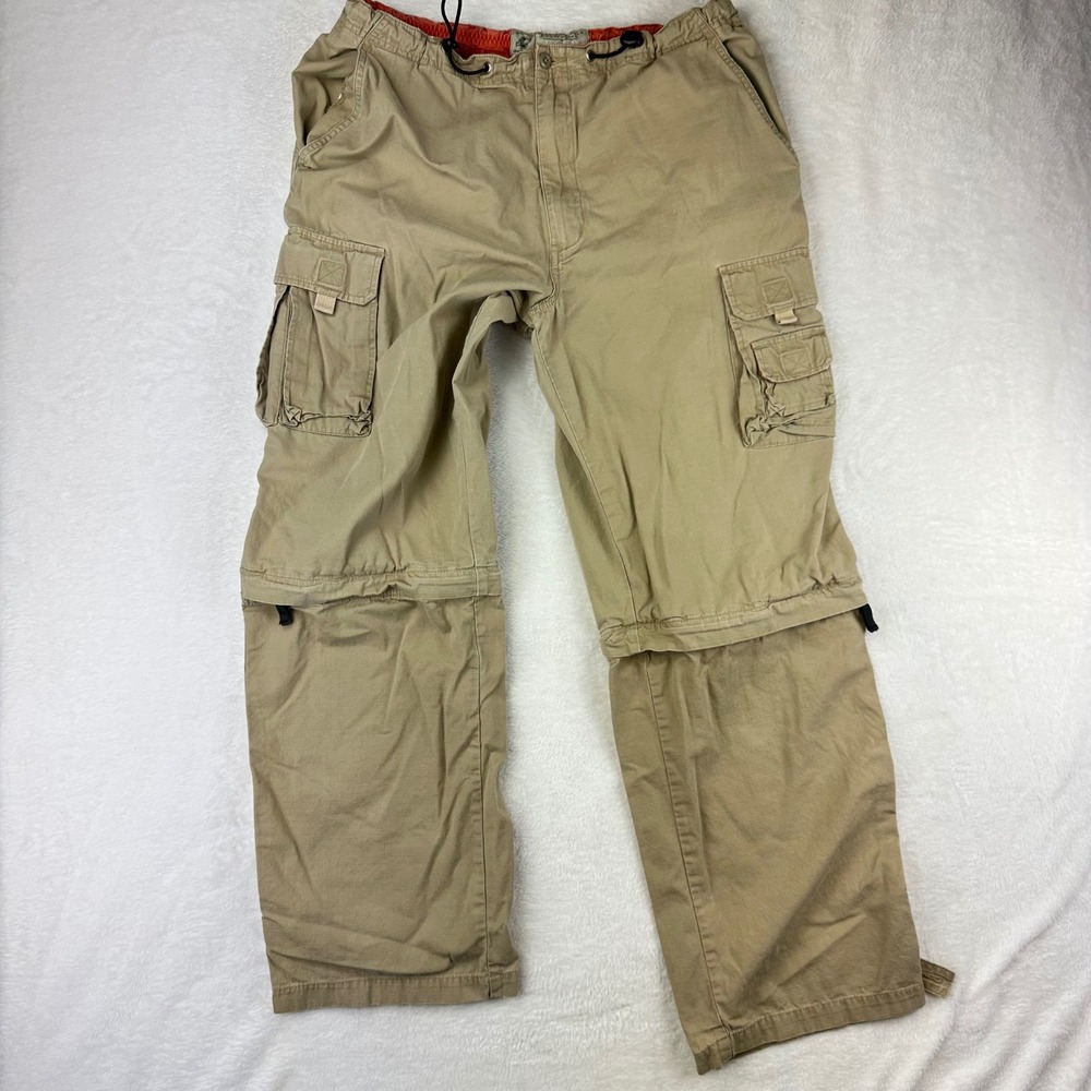 American Eagle Cargo Pants Mens Zip Off AE Cargos Relaxed 34 Tan Ripstop Cotton
